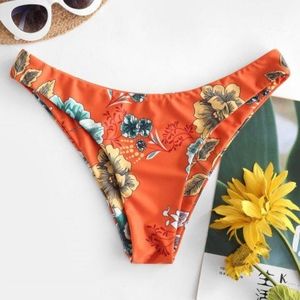 ZAFUL Flower Printed High Leg Bikini Bottom Small
